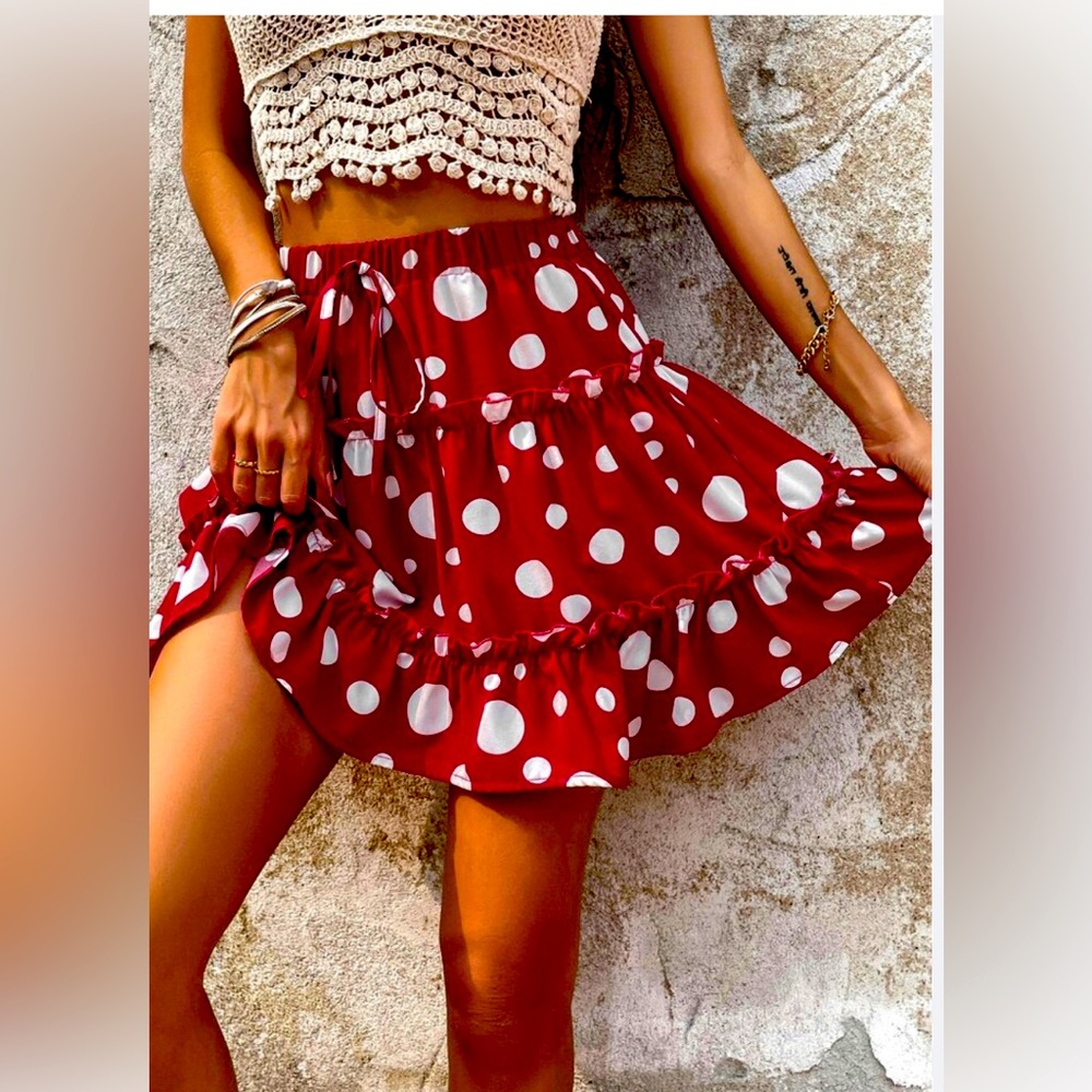 Bar III Red Skater Mini Skirt
